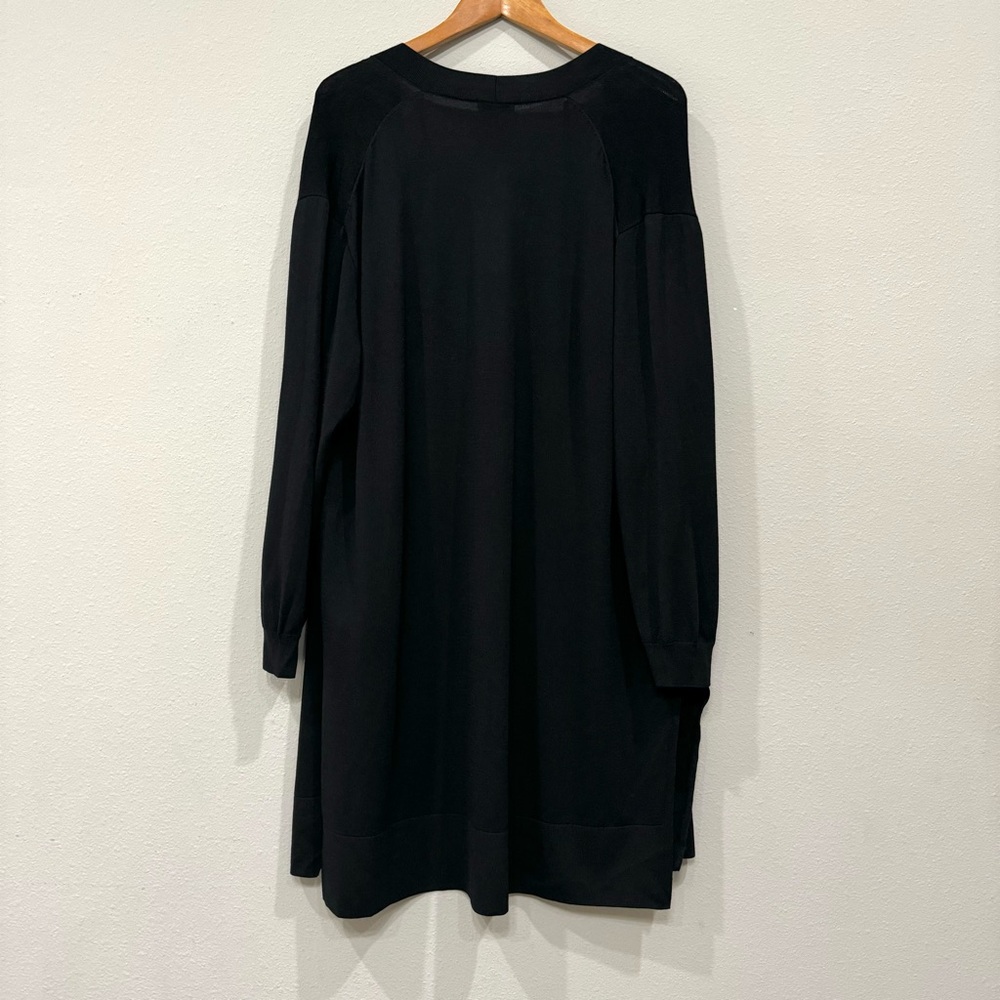 Lafayette 148 Long Cardigan Duster Size 1x Open Front Black - Picture 3 of 10